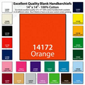 14"x14" Blank Solid Orange Imported 100% Cotton Handkerchief